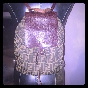 Fendi backpack with leather trim